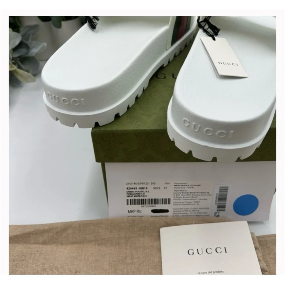 Gucci web slide sandals size 12 made in Italy - Picture 5 of 8